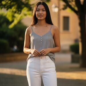 NWOT Old Navy Striped Henley Spaghetti Strap Camisole Tank Top